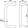 HOPPE® Stoßgriff E5110,BA 300,L 330,Ø 30,F69 Produktbild img3 S