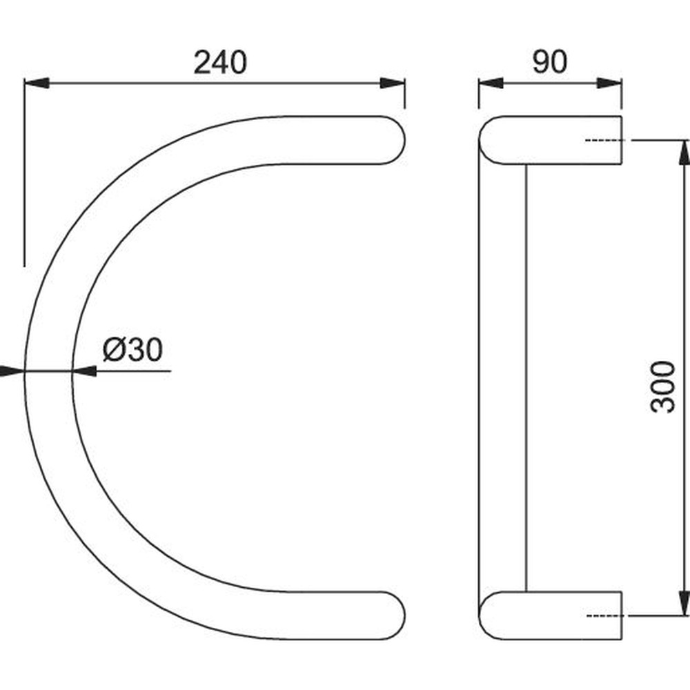 HOPPE® Stoßgriff E5310,BA 300,L 330,Ø 30,F69 Produktbild img3 L