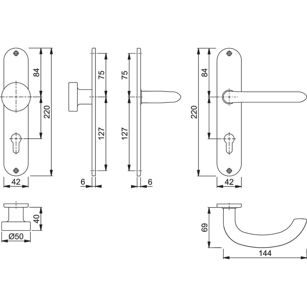 HOPPE® Wechselgarnitur Marseille E58/302/1138Z, LS,PZ72/8,F69,TS 35-45,o. No. Produktbild img2 L