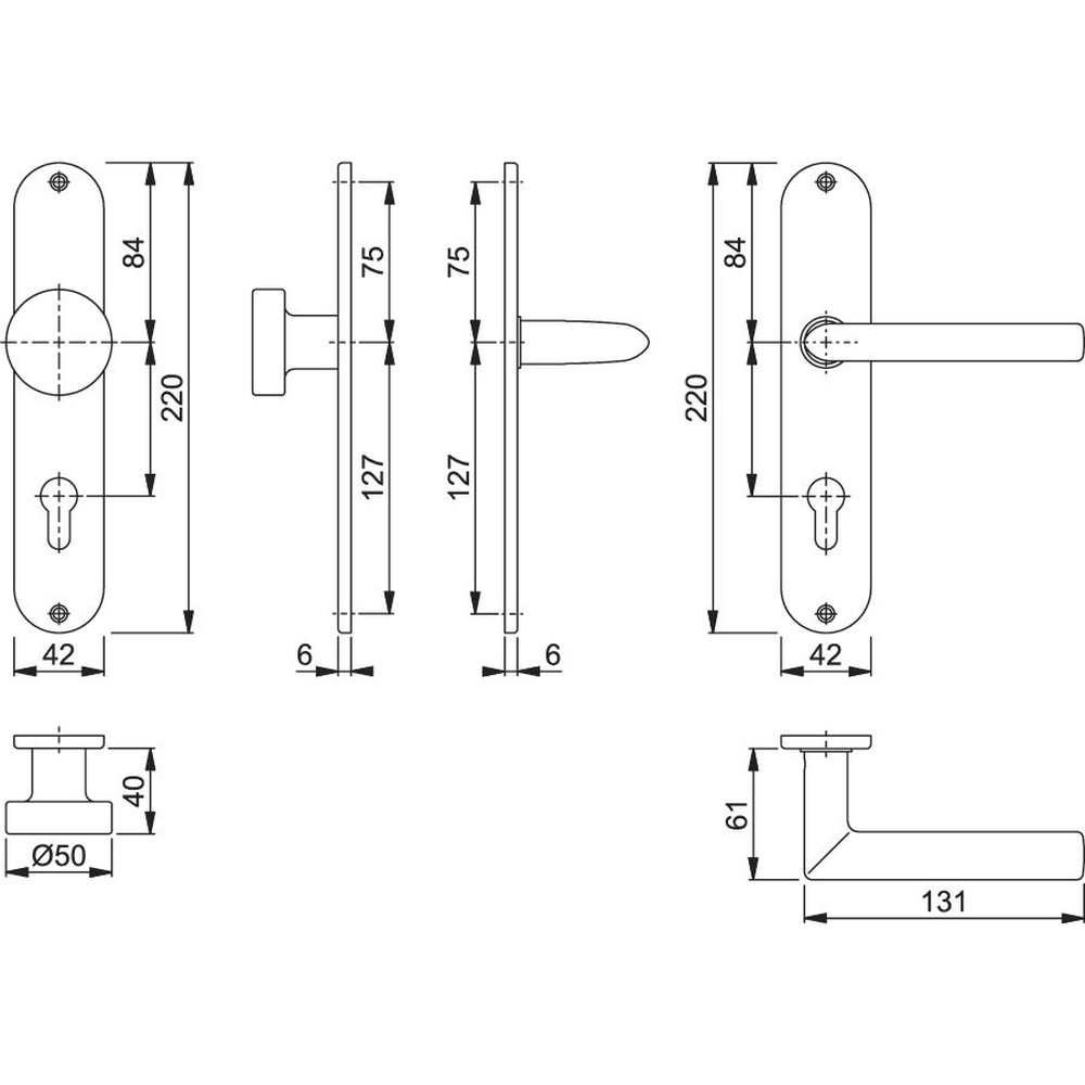 HOPPE® Wechselgarnitur Stockholm E58/302/1140Z, LS,PZ72/8,F69,TS 35-45,o. No. Produktbild img2 L