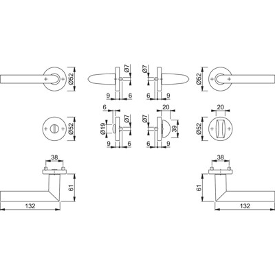 Produktbild von HOPPE® - Drückergarnitur Stockholm 1140/42KV/42KVS,WC/S,8(8),F1,TS 37-42