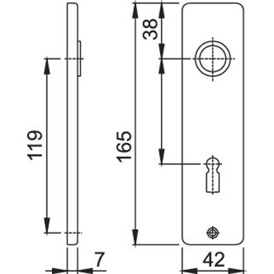 Produktbild von HOPPE® - Kurzschildpaar 202KP/AP, eckig o. No., BB 72, F1