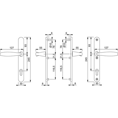 Produktbild von HOPPE® - Drückergarnitur New York 1810/3346, LS,PZ92/8,F9,TS 67-72