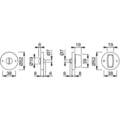 Produktbild von HOPPE® - Schlüsselrosettenpaar E42KVS,rund,WC/S, 8mm,TS 37-42,F69