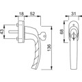 Produktbild von HOPPE® - DK-Fenstergriff,abschließbar,Atlanta 0530S/US952 100NM, 7/32-42, F1