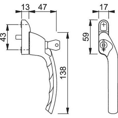 Produktbild von HOPPE® - DF-Fenstergriff,abschließbar,Tôkyô 0710EVKS/6, DR, 7/40, F9016