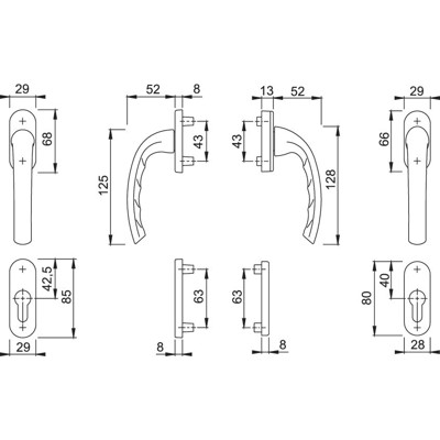 Produktbild von HOPPE® - FTT-Griffgarnitur, PZ, Tôkyô 0710RH/66N, TS 63-68, N 12, ALU naturfarb