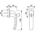 Produktbild von HOPPE® - DK-Fenstergriff,abschließbar,New York 0810S/U10 100NM, 7/35, F9016