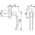 Produktbild von HOPPE® - DK-Fenstergriff,Luxembourg 099/US952, mit ovaler Rosette,VK7x32-42,F9 