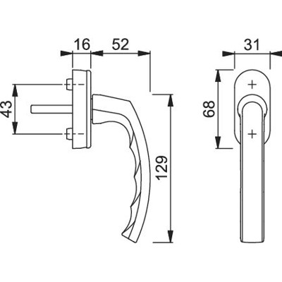 Produktbild von HOPPE® - DK-Fenstergriff,Luxembourg 099/US952, mit ovaler Rosette,VK7x32-42,F9 