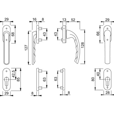 Produktbild von HOPPE® - FTT-Griffgarnitur, PZ, Tôkyô 099KH/66N, TS 63-68, N 12, ALU F8707