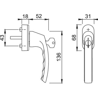 Produktbild von HOPPE® - DK-Fenstergriff,abschließbar,Luxembourg 099S/US952 100NM, 7/32-42, F90