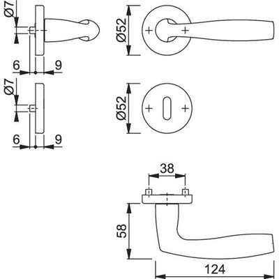 Produktbild von HOPPE® - Drückergarnitur Vitória 1515/42KV/42KVS,BB,8,F1,TS 37-42