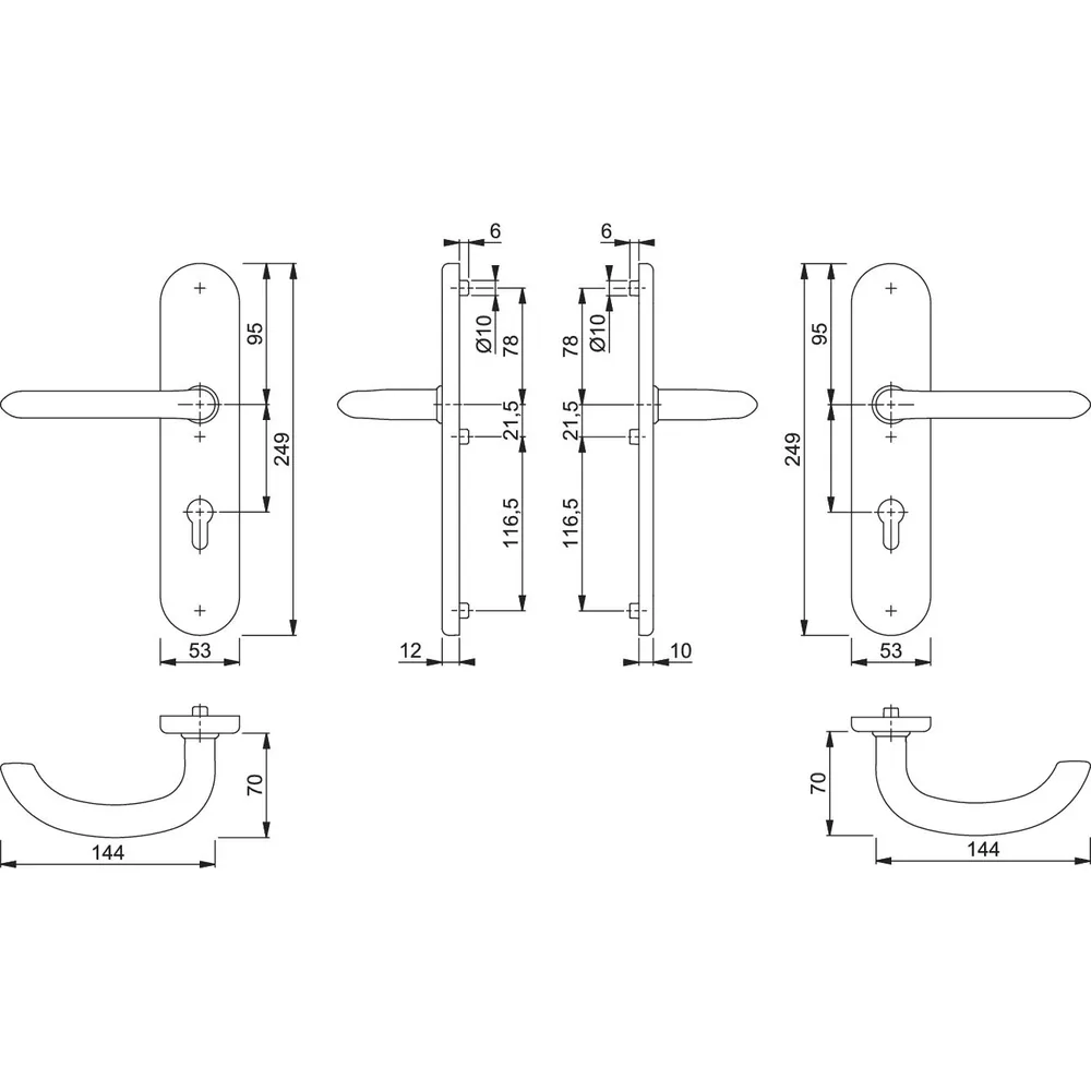HOPPE® SI-DRG E1138Z/3331/3310,LS ov.,12mm,ES1/PZ 72/8,F69,TS 42-47 Produktbild img3 L