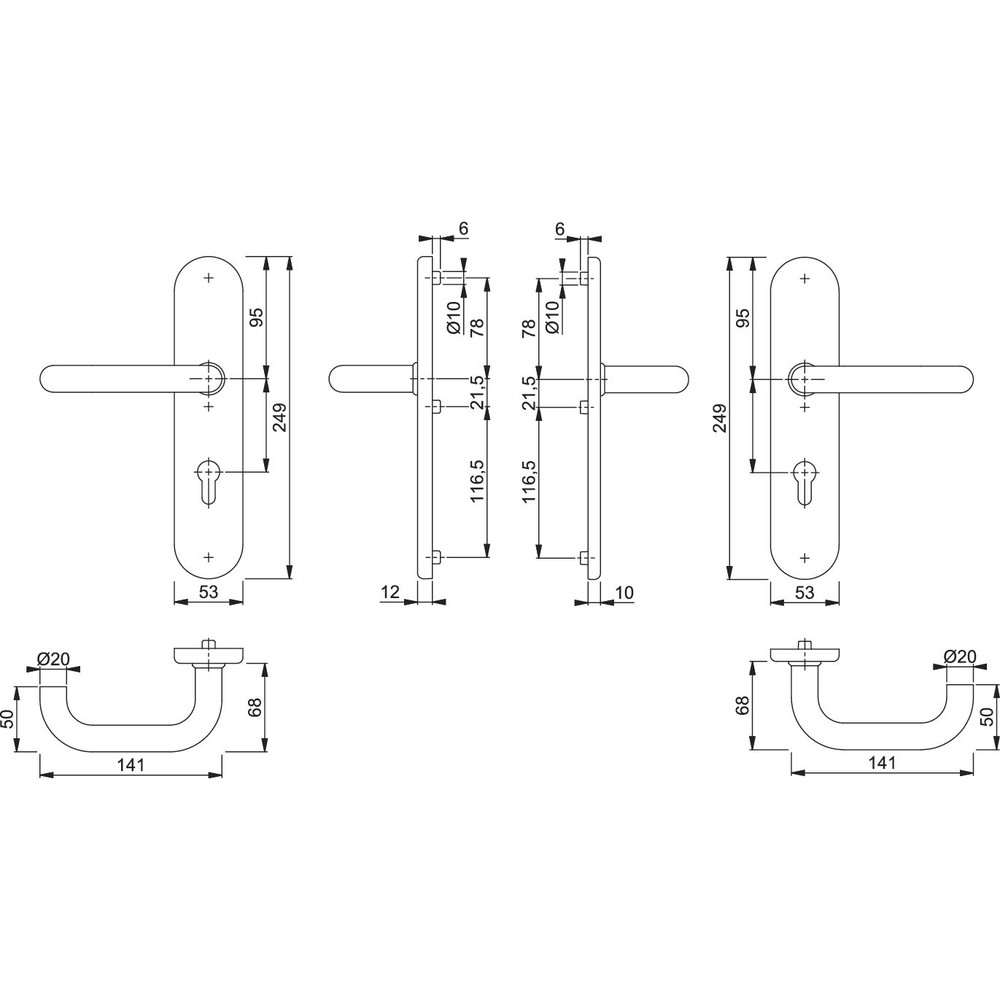 HOPPE® SI-DRG E138Z/3331/3310,LS ov.,12mm,ES1/PZ 92/10,F69,TS 67-72 Produktbild img3 L