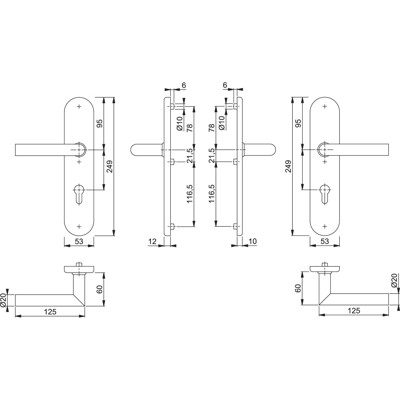 Produktbild von HOPPE® - SI-DRG E1400Z/3331/3310,LS ov.,12mm,ES1/PZ 92/10,F69,TS 67-72