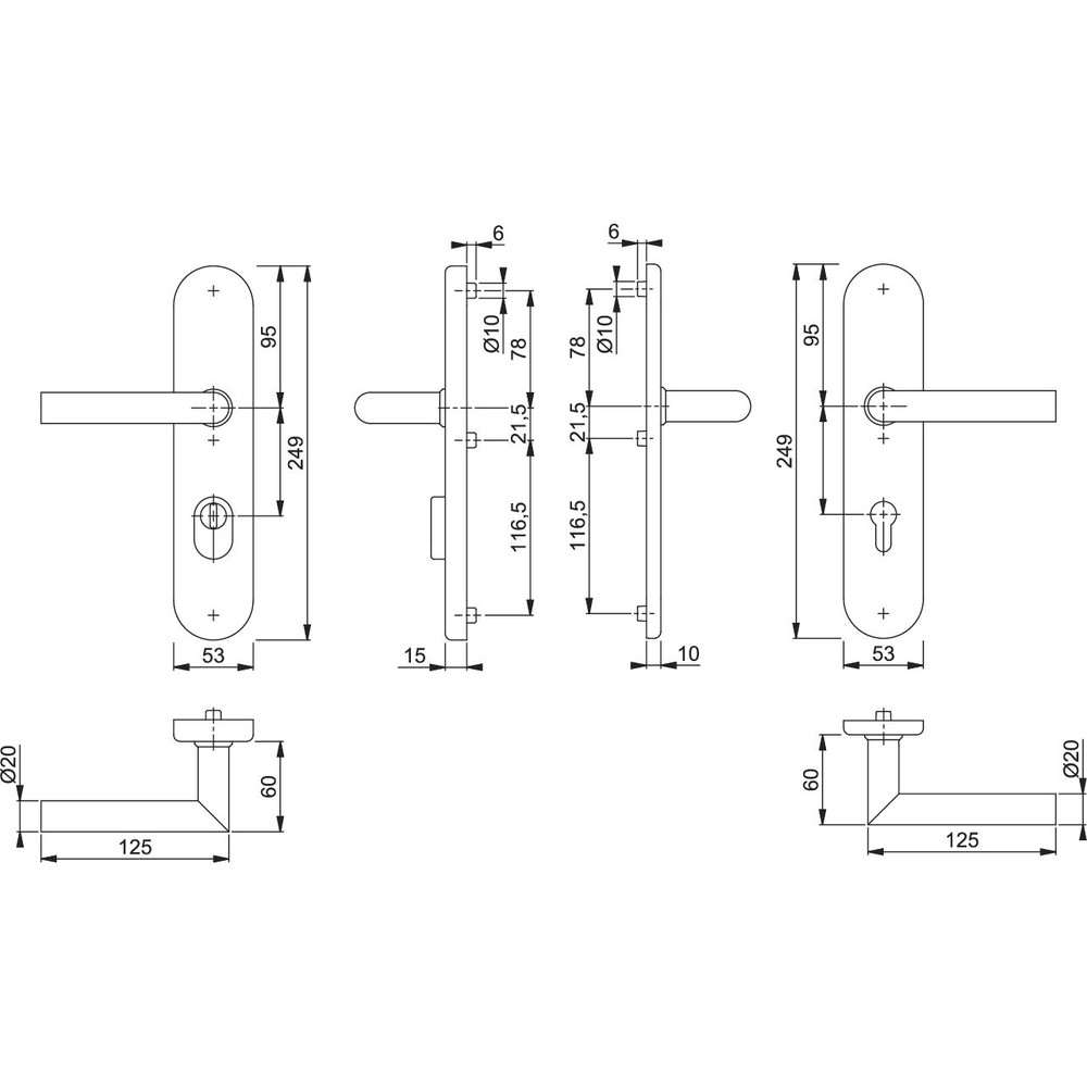 HOPPE® SI-DRG E1400Z/3332ZA/3310,LS ov.,15mm,ES1,ZA/PZ 92/10,F69,TS 67-72 Produktbild img3 L