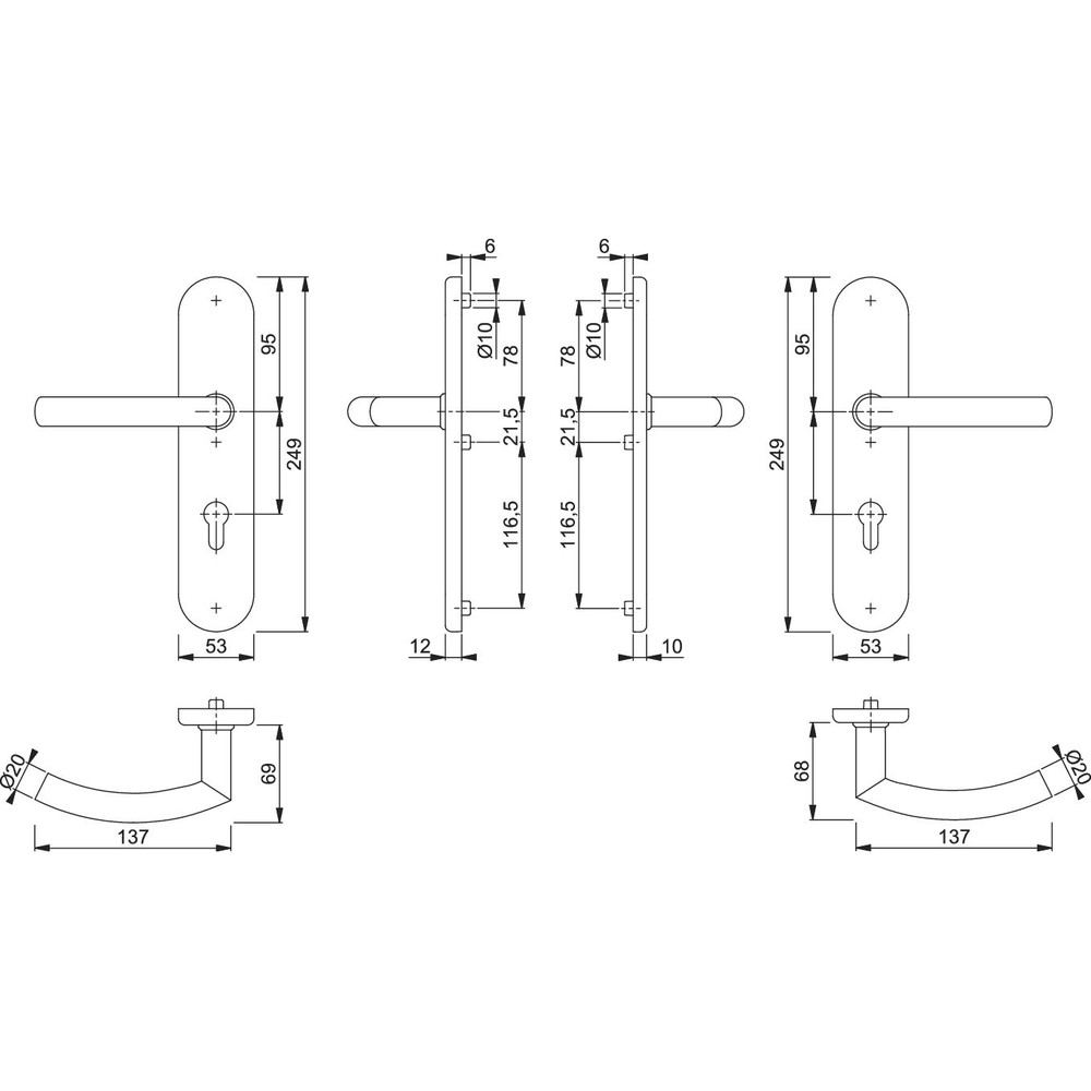 HOPPE® SI-DRG E1430Z/3331/3310,LS ov.,12mm,ES1/PZ 92/10,F69,TS 67-72 Produktbild img3 L