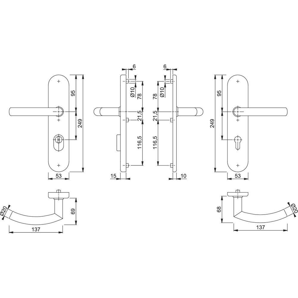 HOPPE® SI-DRG E1430Z/3332ZA/3310,LS ov.,15mm,ES1,ZA/PZ 92/10,F69,TS 67-72 Produktbild img3 L