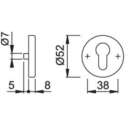 Produktbild von HOPPE® - Schlüsselrosettenpaar E42S,rund,PZ, 8mm,F69