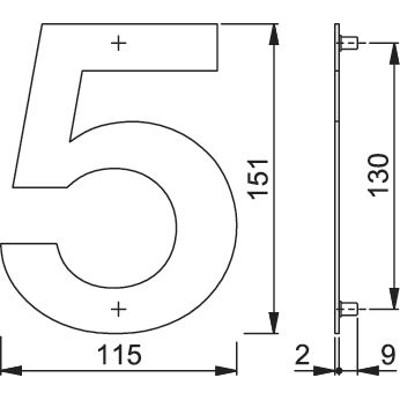 Produktbild von HOPPE® - OA-Hausnummer, E600-609 Ziffer 5, edelstahl matt