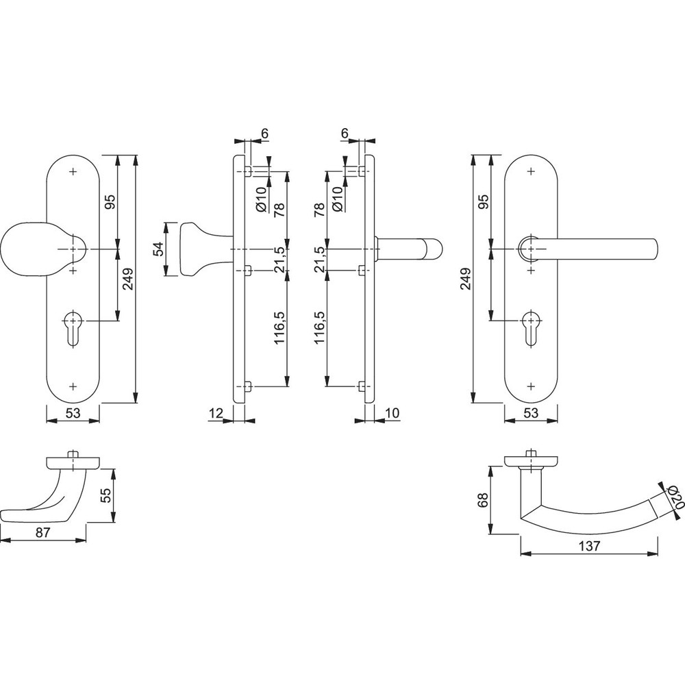 HOPPE® SI-WSG E86G/3331/3310/1430Z,LS ov.,12mm,ES1/PZ 92/10,F69,TS 67-72 Produktbild img3 L