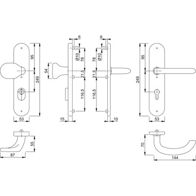 Produktbild von HOPPE® - SI-WSG E86G/3332ZA/3310/1138Z,LS ov.,15mm,ES1,ZA/PZ 72/8,F69,TS 42-47