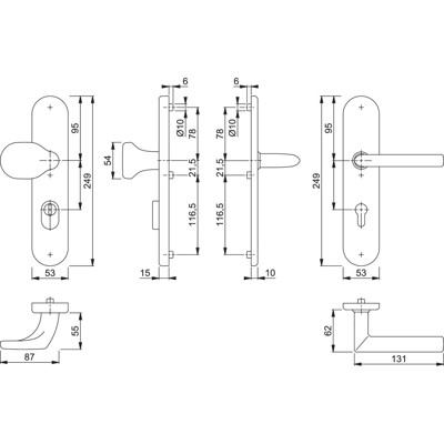 Produktbild von HOPPE® - SI-WSG E86G/3332ZA/3310/1140Z,LS ov.,15mm,ES1,ZA/PZ 72/8,F69,TS 42-47