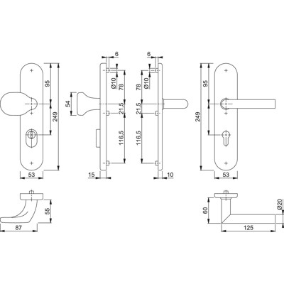 Produktbild von HOPPE® - SI-WSG E86G/3332ZA/3310/1400Z,LS ov.,15mm,ES1,ZA/PZ 92/10,F69,TS 67-72