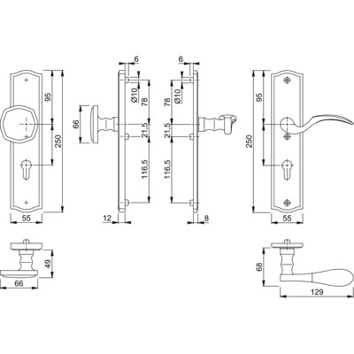 Produktbild von HOPPE® - SI-WSG M57/371A/370/112SH,LS eck.,12mm,ES1/PZ 92/10,DL,brü.,TS 57-62