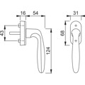 Produktbild von HOPPE® - DK-Fenstergriff,Verona 0510/U26, mit ovaler Rosette,VK7x32,F1 eloxiert