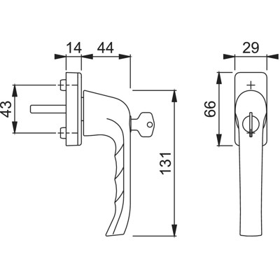 Produktbild von HOPPE® - DK-Fenstergriff,abschließbar,Palermo 055S/U34, 7/32, F9016