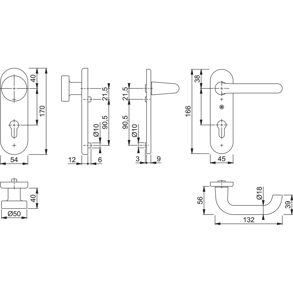 HOPPE® SI-WSG 58/3331K/353K-1/138L,KS ov.,12mm,ES1/PZ 72/8,F1,TS 37-42 Produktbild img3 L