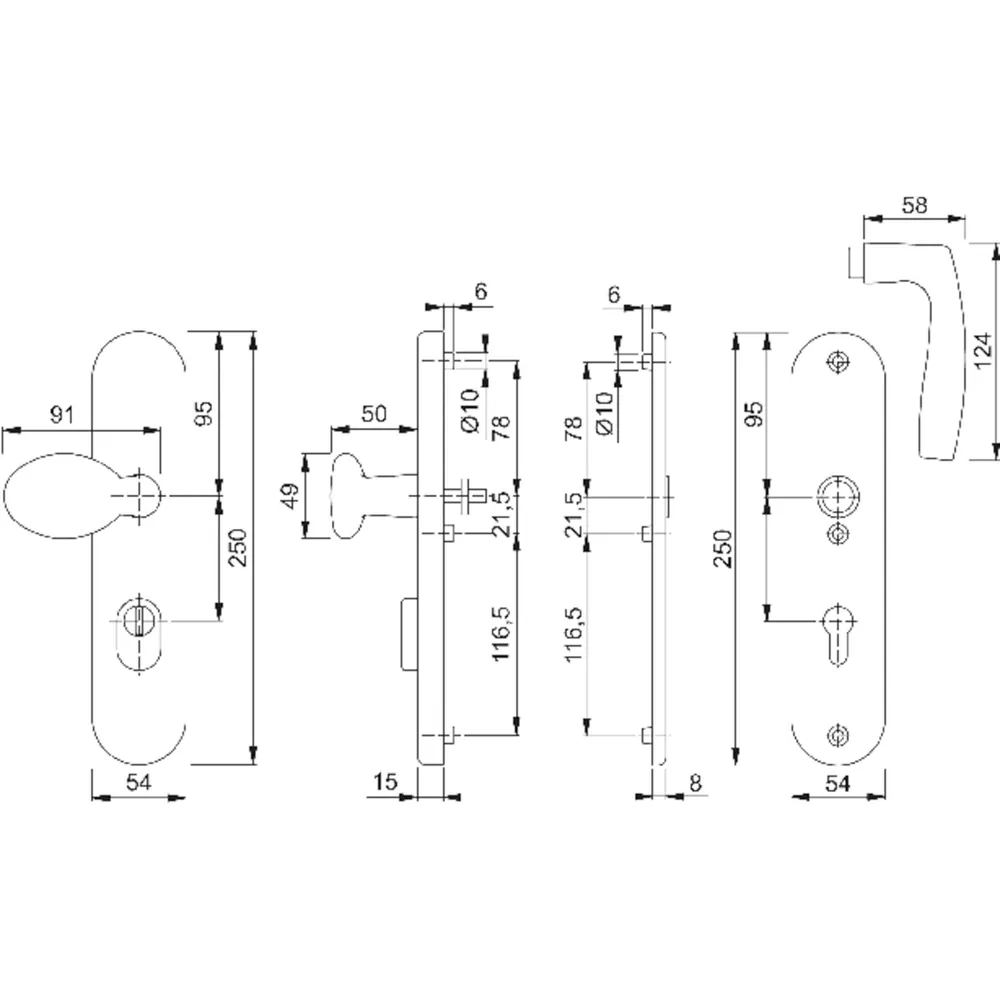 HOPPE® WET-SI-WSG,Langsch.,Profilzylinder gelocht,8/72,Vitória 76G/3332ZA/3410/1515,F1 Produktbild img2 L