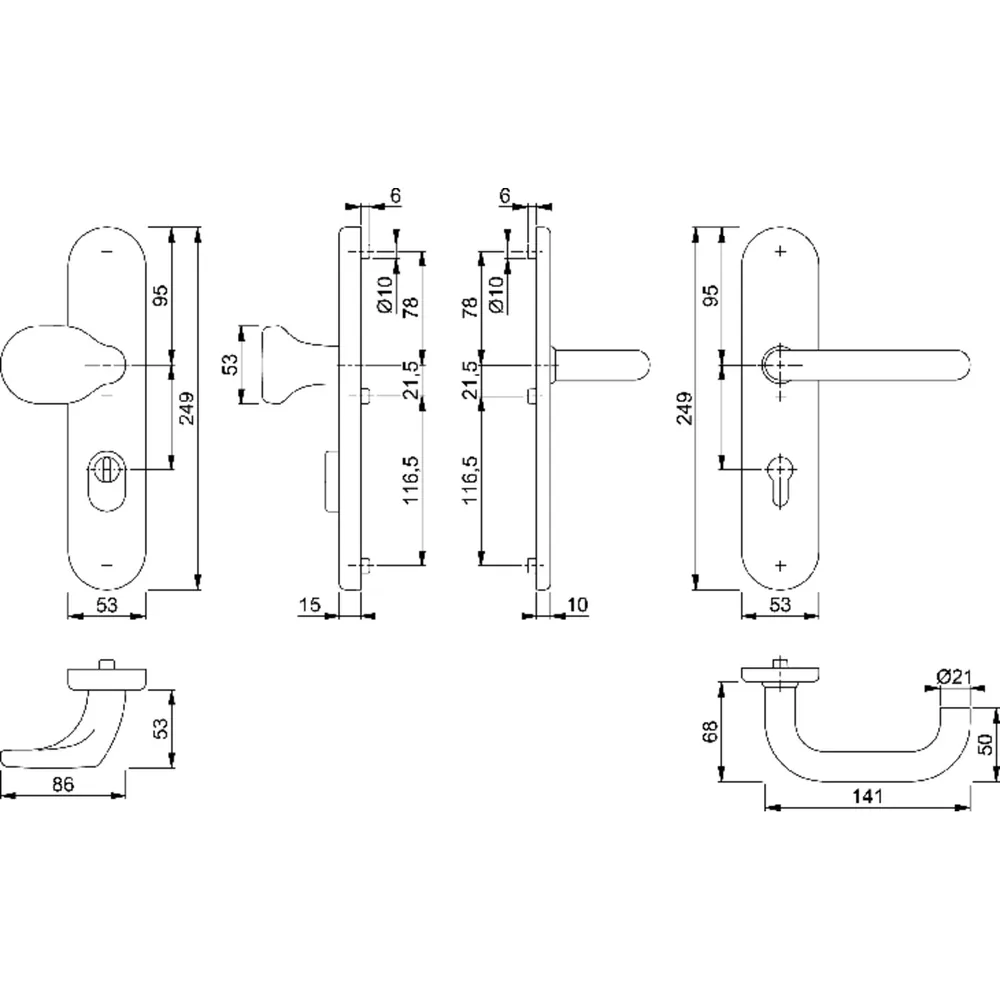 HOPPE® SiWeGrtE86G/3332ZA/3310/1 SST ES1F69 8 PZ-72 37-42 Produktbild img2 L