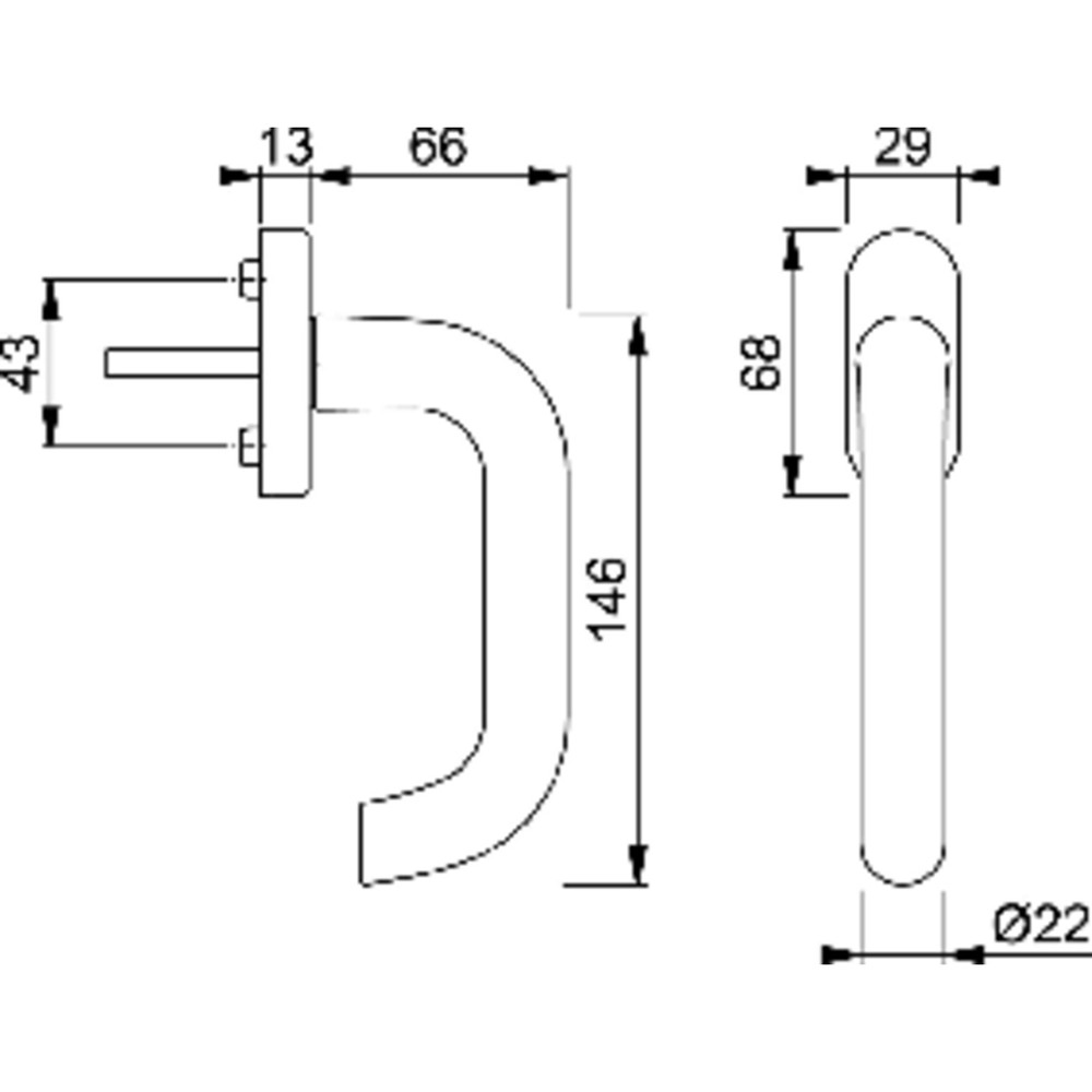 HOPPE® DK-Fenstergriff,VK7x38, DIN Links-Rechts, silber, alufarben eloxiert Produktbild img2 L