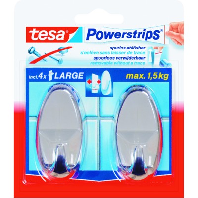 Produktbild von tesa® - Powerstrips Haken Large Classic chrom