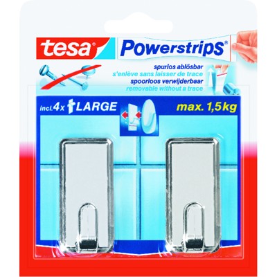 Produktbild von tesa® - Powerstrips Haken Large Classic chrom