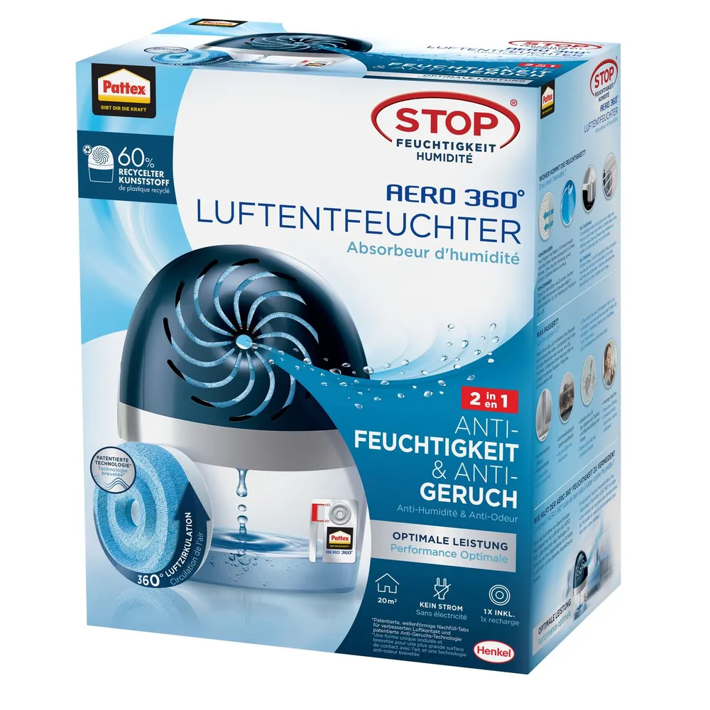 Pattex Luftentfeuchter Aero 360 Gerät und Granulat 1x450gr Produktbild img1 L