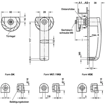 Produktbild von Ganter Norm® - Türverriegelungen mit Bügelgriff (119.3-VK8-A3-SR)