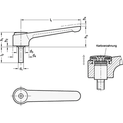 Produktbild von Ganter Norm® - Verstellbare Flachspannhebel, Zink-Druckguss, Schraube Edelstahl