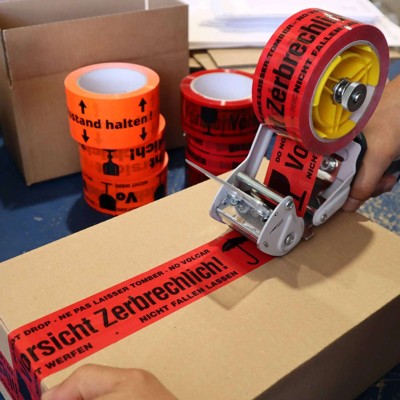 Produktbild von gws Tapes - 40041 Warnband PP Packband, 66 m x 50 mm, Vorsicht Glas