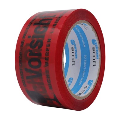 Produktbild von gws Tapes - 40041 Warnband PP Packband, 66 m x 50 mm, Vorsicht Glas
