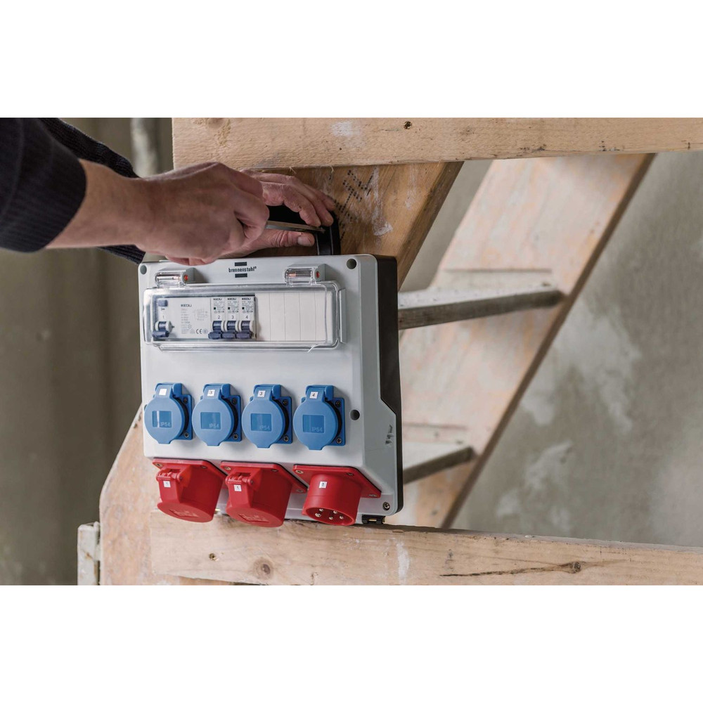 brennenstuhl® Wandverteiler IP44 Stromverteiler 16A, mit FI-Personenschutzschalter 30mA Produktbild img10 L