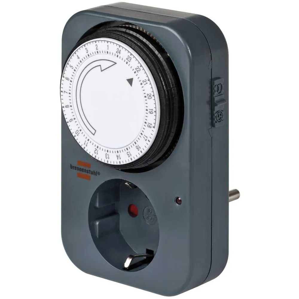 brennenstuhl Zeitschaltuhr MZ 20, mechanische Timer-Steckdose mit Kindersicherung, grau Produktbild img2 L