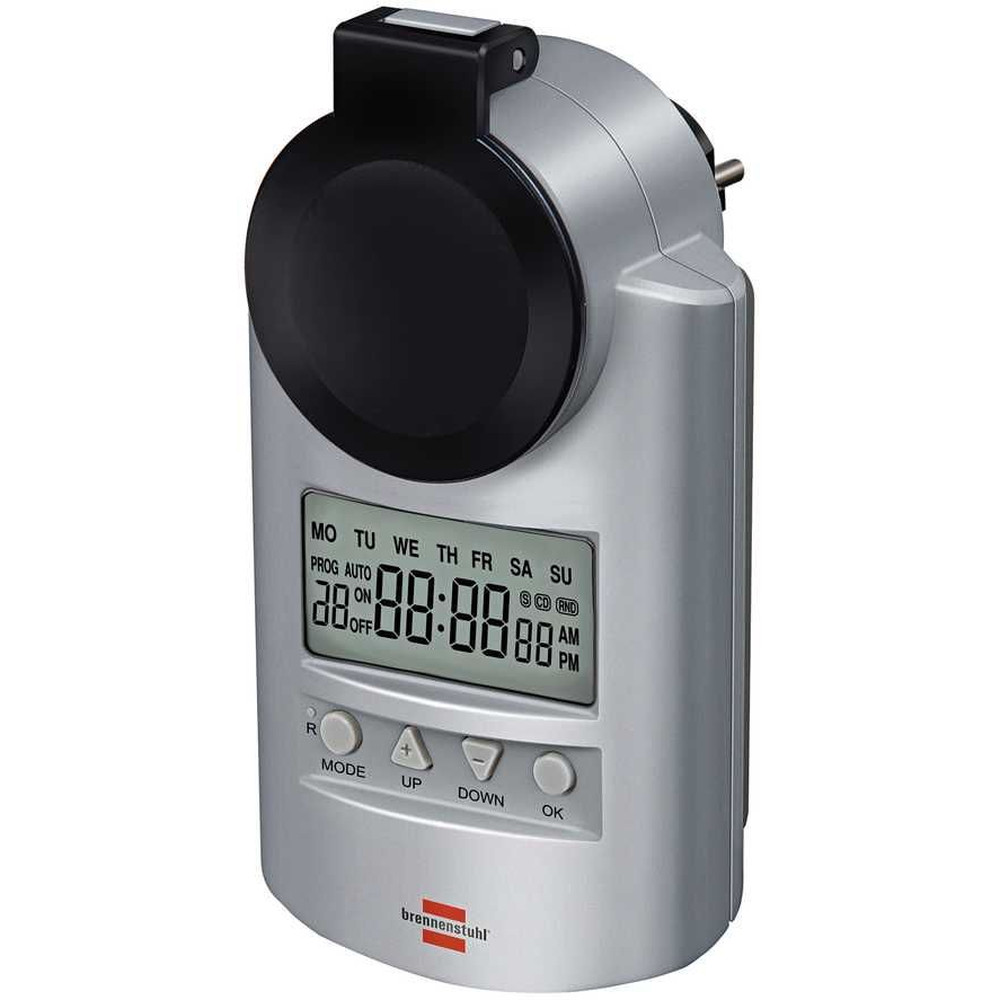brennenstuhl Primera-Line DT IP44 digitale Wochen-Zeitschaltuhr, IP44, Kindersicherung silber Produktbild img2 L