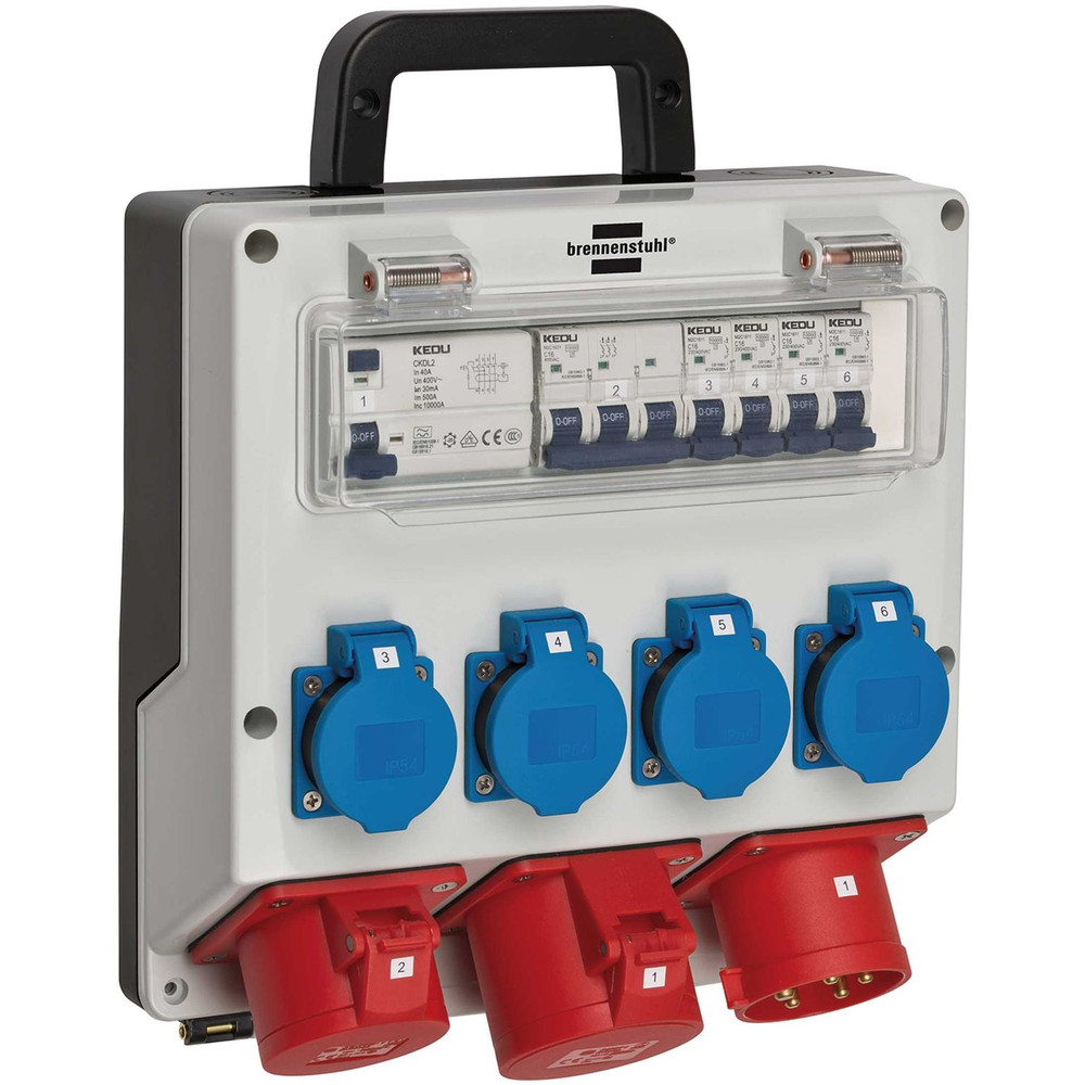 brennenstuhl® Wandverteiler IP44 Stromverteiler 32A, mit FI-Personenschutzschalter 30mA Produktbild img2 L