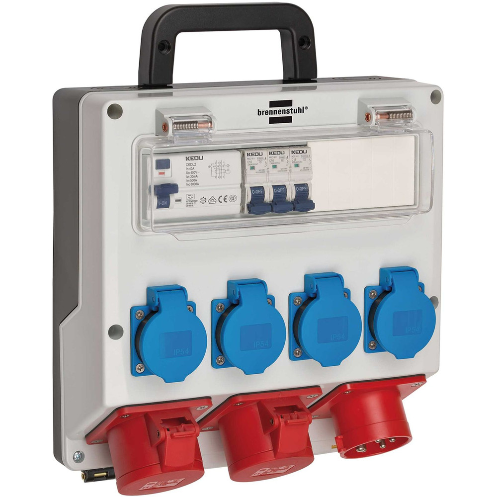 brennenstuhl® Wandverteiler IP44 Stromverteiler 16A, mit FI-Personenschutzschalter 30mA Produktbild img2 L