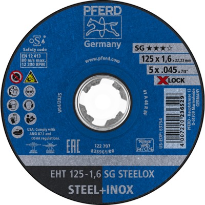 Produktbild von PFERD - Trennscheibe EHT 125x1,6 mm X-LOCK gerade Leistungslinie SG STEELOX für