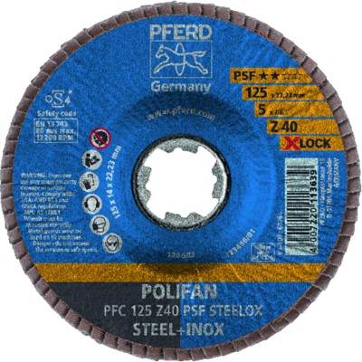 Produktbild von PFERD - POLIFAN Fächerscheibe PFC 125 mm X-LOCK konisch Z40 Uni.-Linie PSF STEE